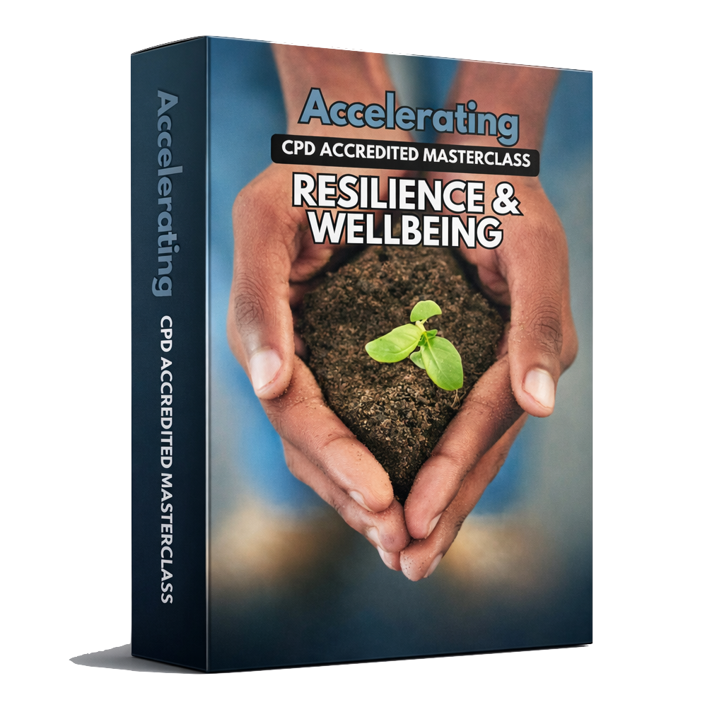 Box mockup of the Accelerating Resilience and Wellbeing free course.